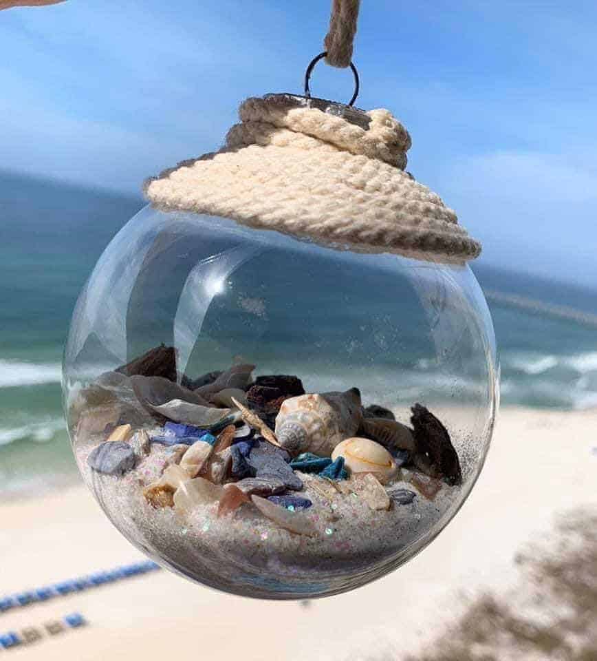 4" Acrylic Beach Ornament,Coastal Ornament,Christmas Ornament,Seashell Beach Christmas Ornament